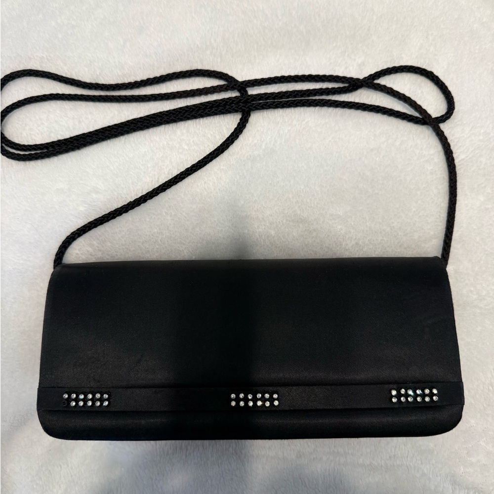 Chic Black Clutch with Rhinestone Detailing